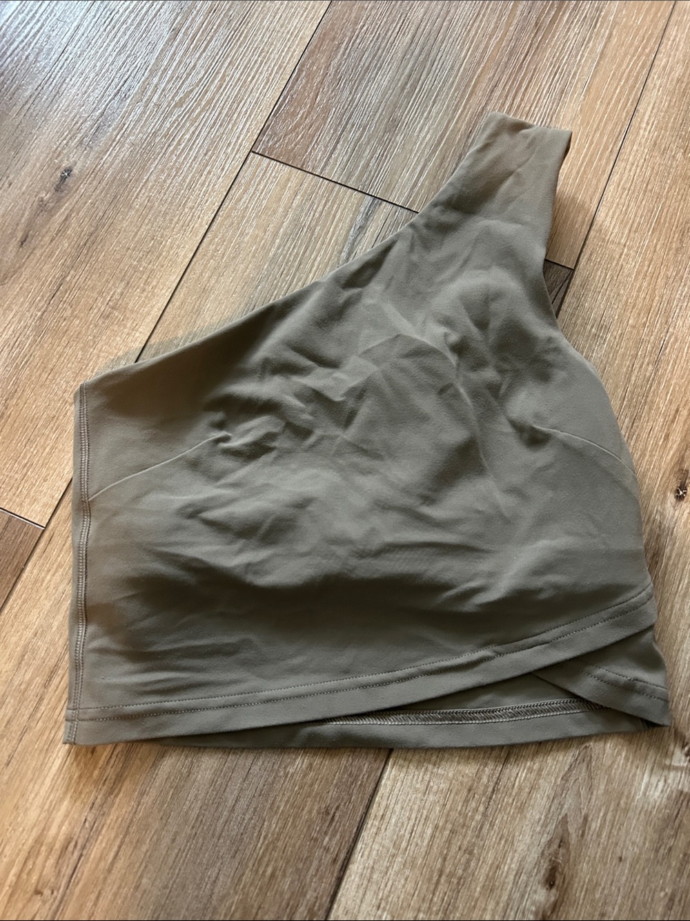 Lululemon One-Shoulder Olive taupe brown crop Top 4